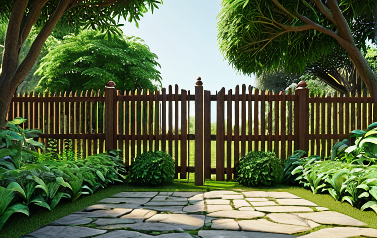 A serene garden scene with a sturdy fence symbolizing emotional boundaries, lush greenery inside, and a clear distinction from the outside world, conveying a sense of protected personal space.