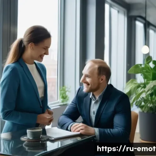 Home 30 감정전이 일상생활 - A cozy modern office scene in Moscow, showing a diverse group of Russian professionals interacting: ...